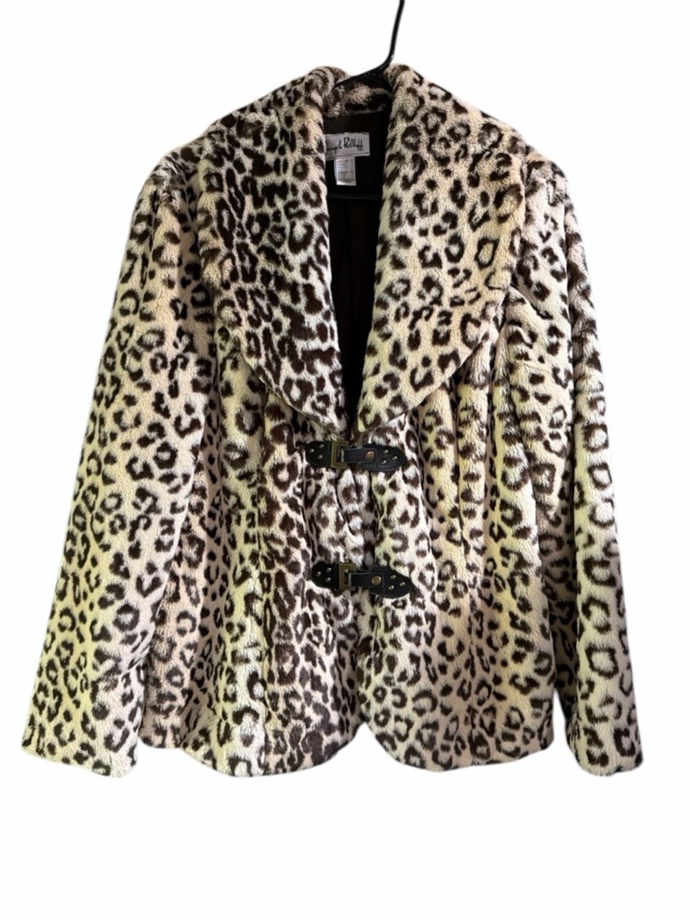 Joseph Ribkoff Leopard Faux Fur Toggle Jacket - Cream & Brown 14